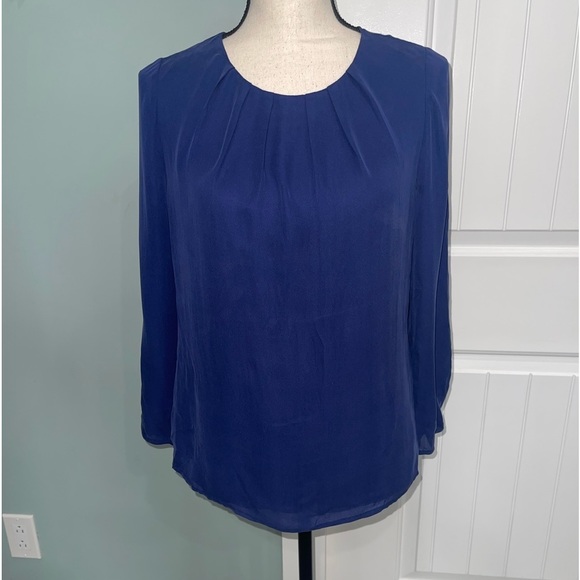J. Crew Silk Navy Blue Blouse - Picture 1 of 6